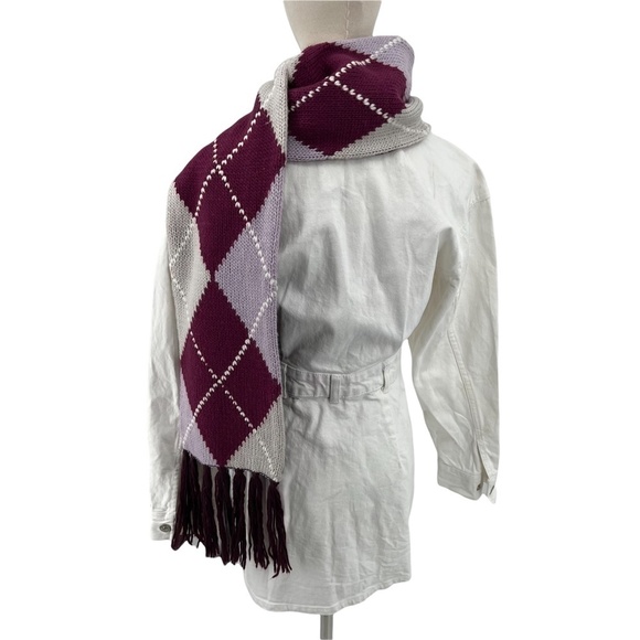 New York & Co. Purple Argyle Fringe Scarf - Picture 3 of 10